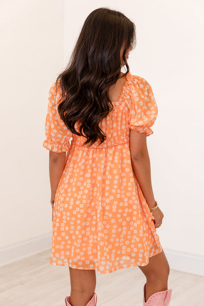 Golden Hour Gulf Orange Floral Dress FINAL SALE