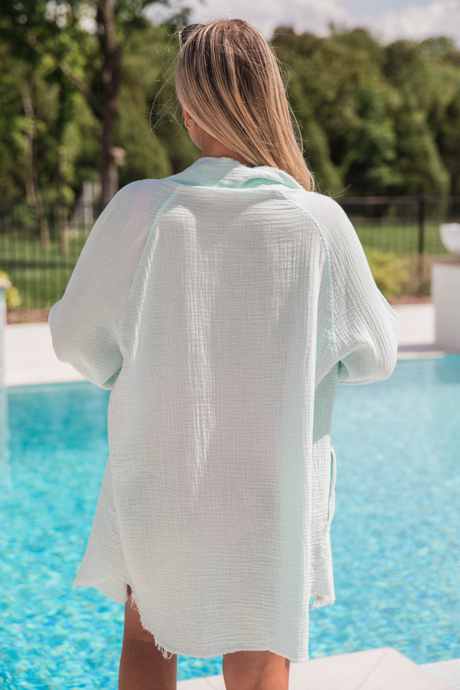 Sea Breeze Blue Gauze Button Up Dress FINAL SALE