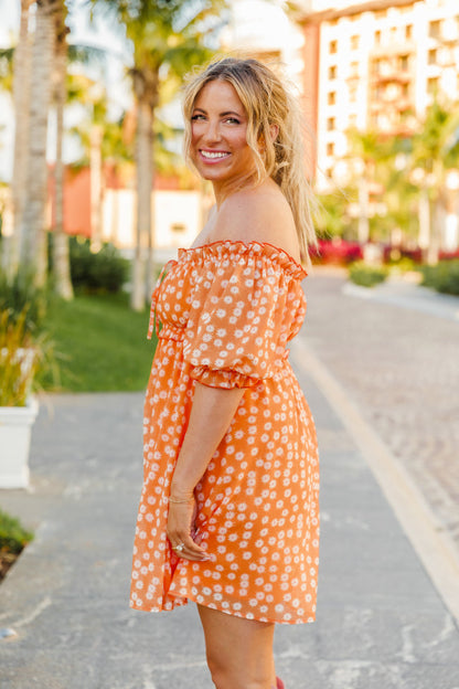 Golden Hour Gulf Orange Floral Dress FINAL SALE