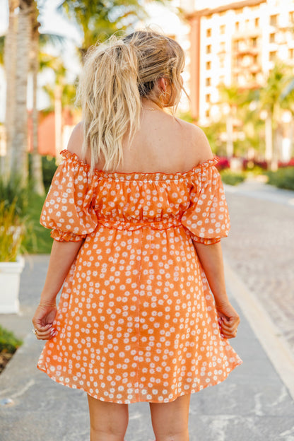 Golden Hour Gulf Orange Floral Dress FINAL SALE