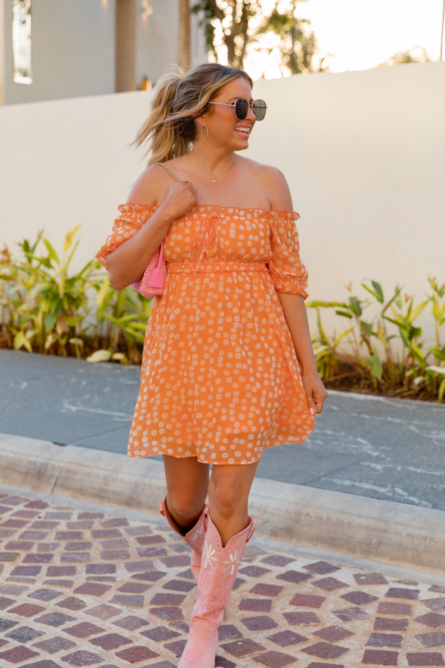 Golden Hour Gulf Orange Floral Dress FINAL SALE