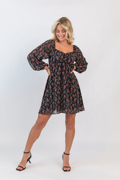 Missing Out Printed Sweetheart Mini Dress FINAL SALE