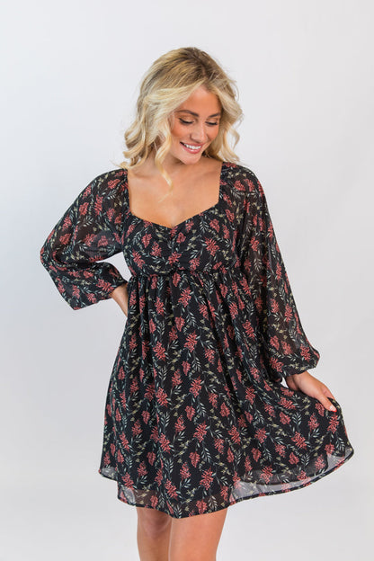 Missing Out Printed Sweetheart Mini Dress FINAL SALE