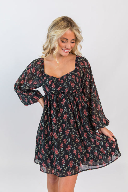 Missing Out Printed Sweetheart Mini Dress FINAL SALE