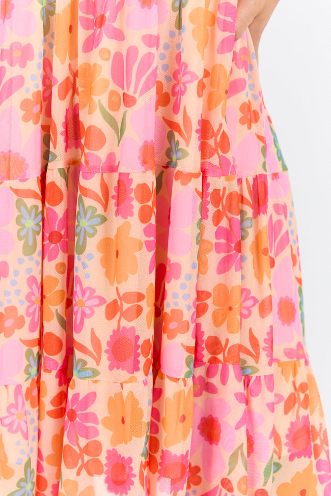 I Know A Place Orange And Pink Floral Smocked Mini Dress FINAL SALE