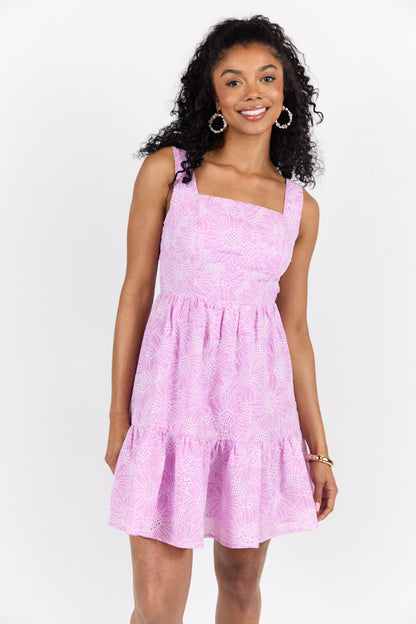 Eyelet Elegance Lavender Mini Dress FINAL SALE