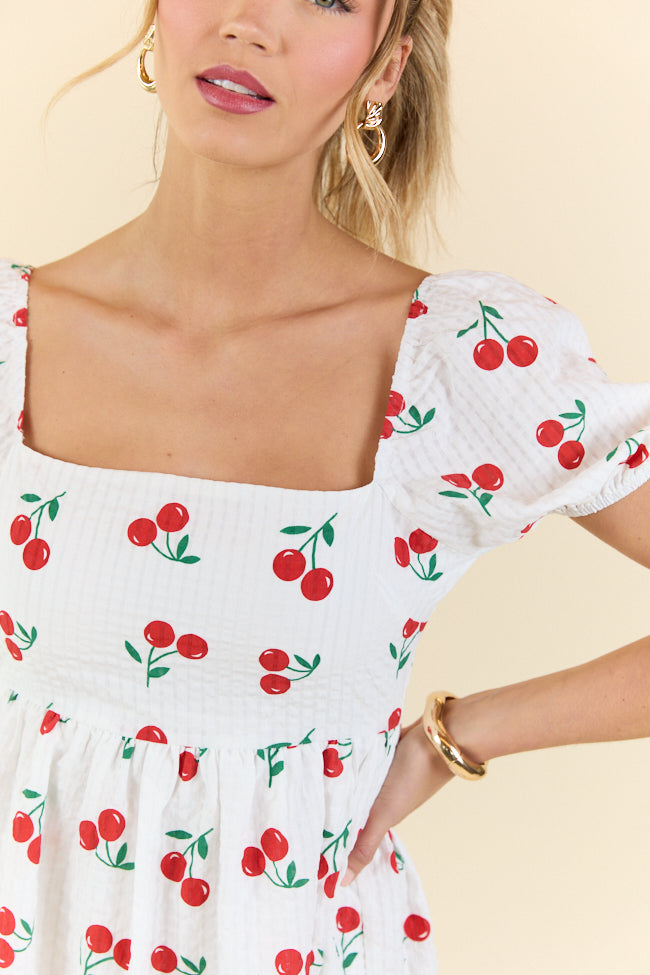 One Day At A Time Cherry Print Mini Dress FINAL SALE
