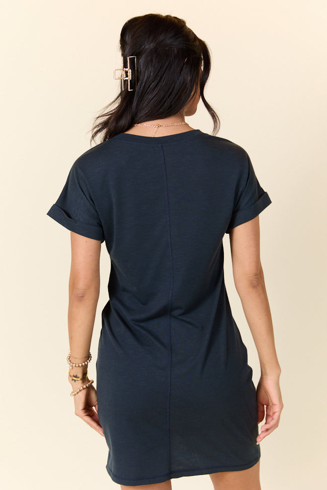 Knot My Type Dark Grey T-Shirt Dress FINAL SALE