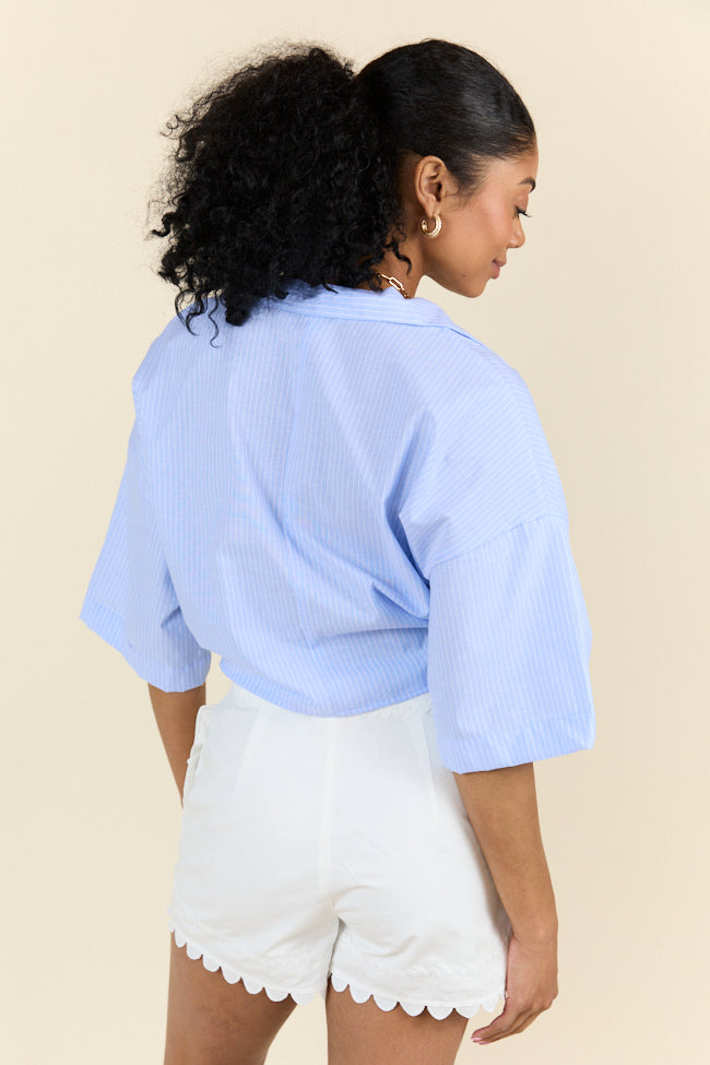 Best Dressed Blue Tie Woven Top SALE