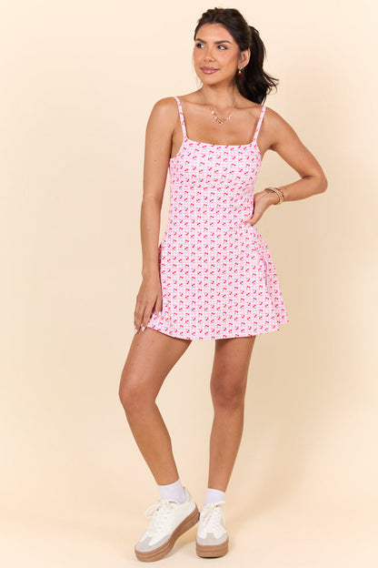 Midday Pick Me Up Pink Cherry Gingham A-Line Active Dress SALE