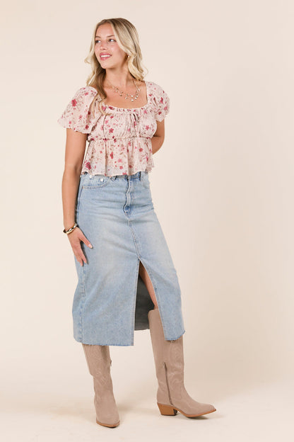 Gabby Ditsy Floral Babydoll Top