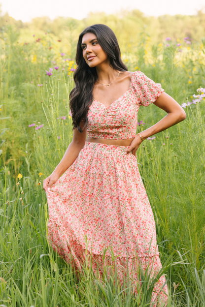 Maisyn Pink Floral Skirt Set