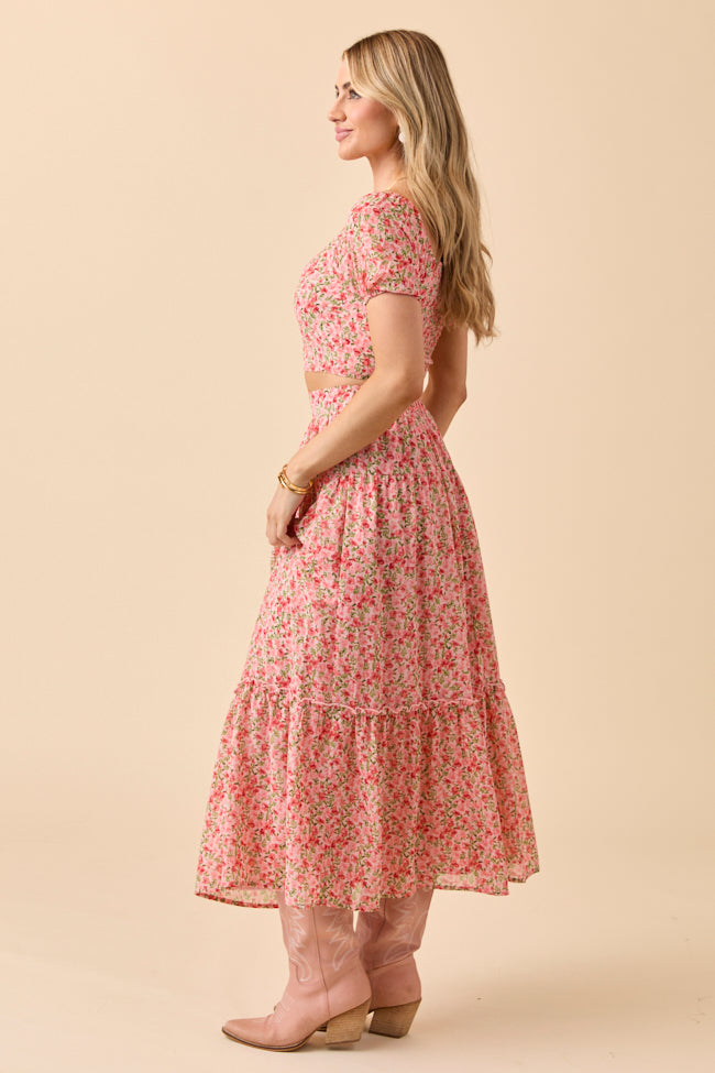 Maisyn Pink Floral Skirt Set