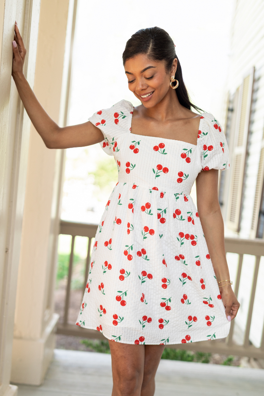 One Day At A Time Cherry Print Mini Dress FINAL SALE